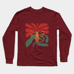 Abstract Bee & Flower Image in Bright Earthy Colors Long Sleeve T-Shirt